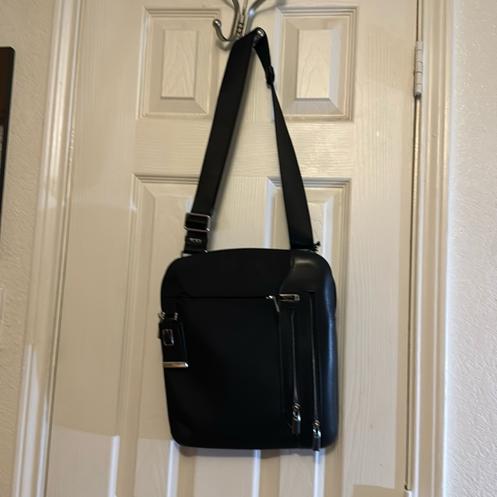 TUMI Arrive 'McCarren' Black / Chrome Zip Top Cross Body - 25105D